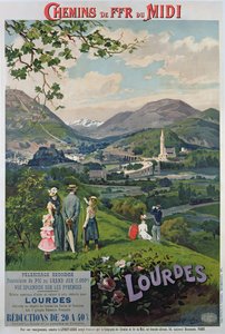 ルルド、フランス、1900年頃のポスター広告